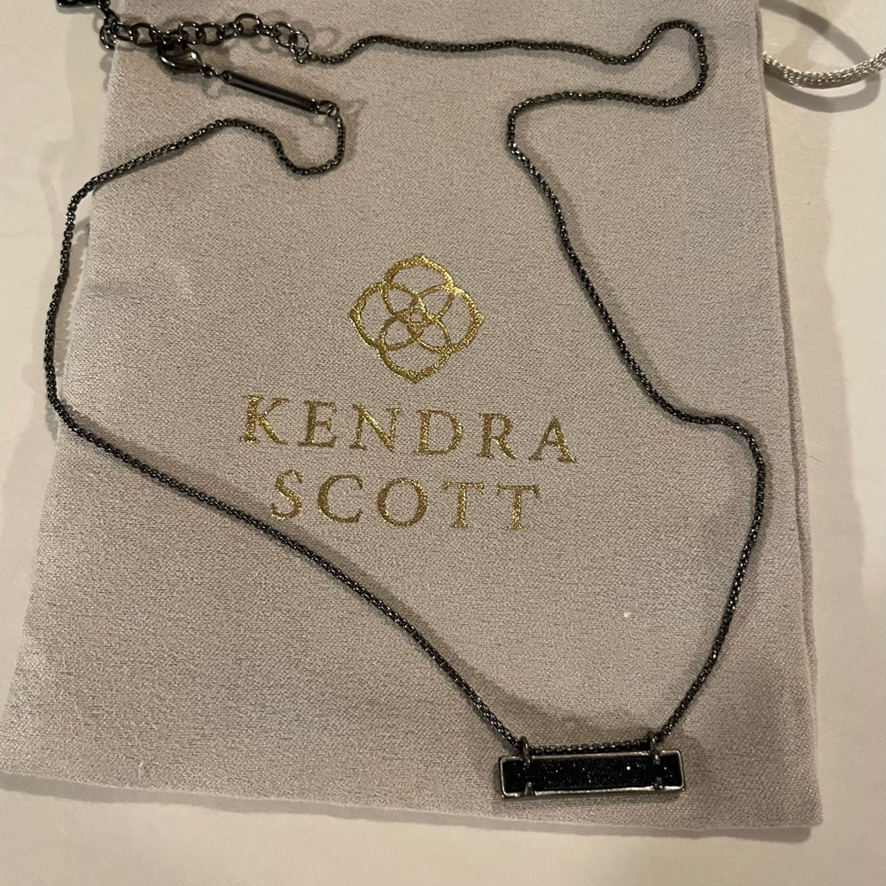 Kendra Scott Gun Metal Black Drusy Bar Necklace